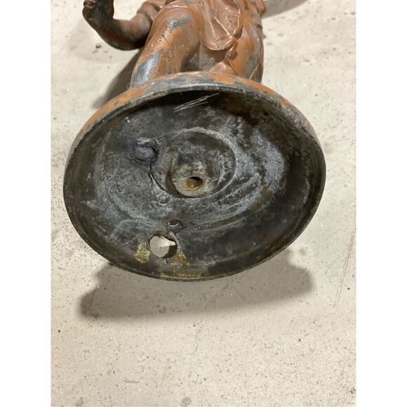 Antique Boy Statue Lamp Chandelier Part Copper - Picture 5 of 10